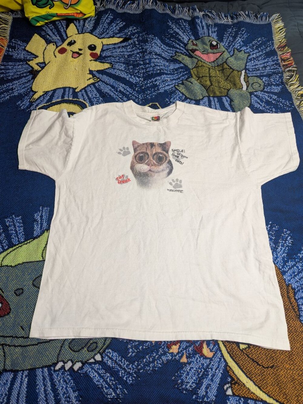 Vintage Y2K Cat Freak Twisted Whiskers White T-Shirt sz XL